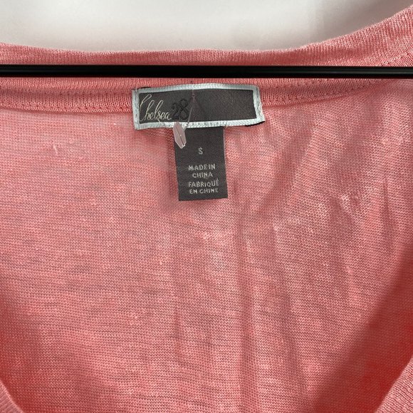 Chelsea28 Pink V Neck Ruched Sleeve Linen Top - Picture 5 of 6